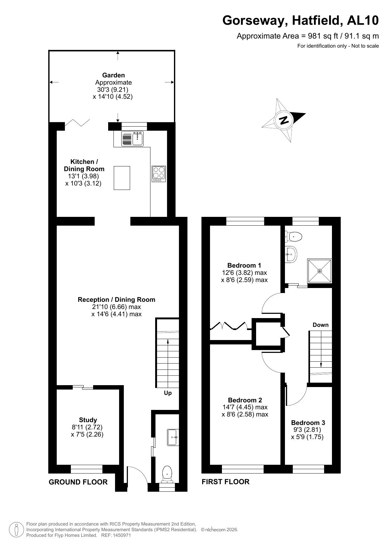 18, Gorseway, Hatfield floorplan