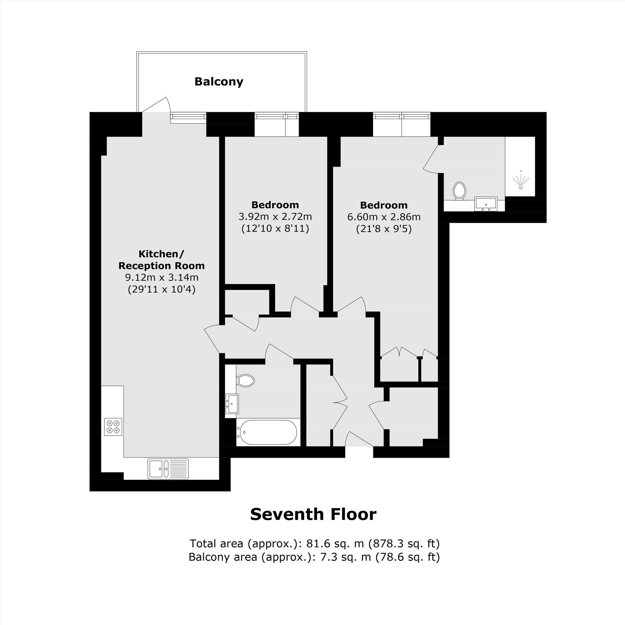 Flat 41, Cornelia House, 3, Caversham Road, London floorplan