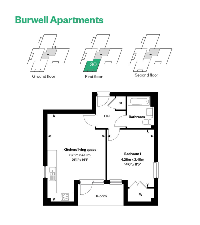 Apartment 30 Burwell Apartments,, Netherhall Gardens, Cambridge floorplan