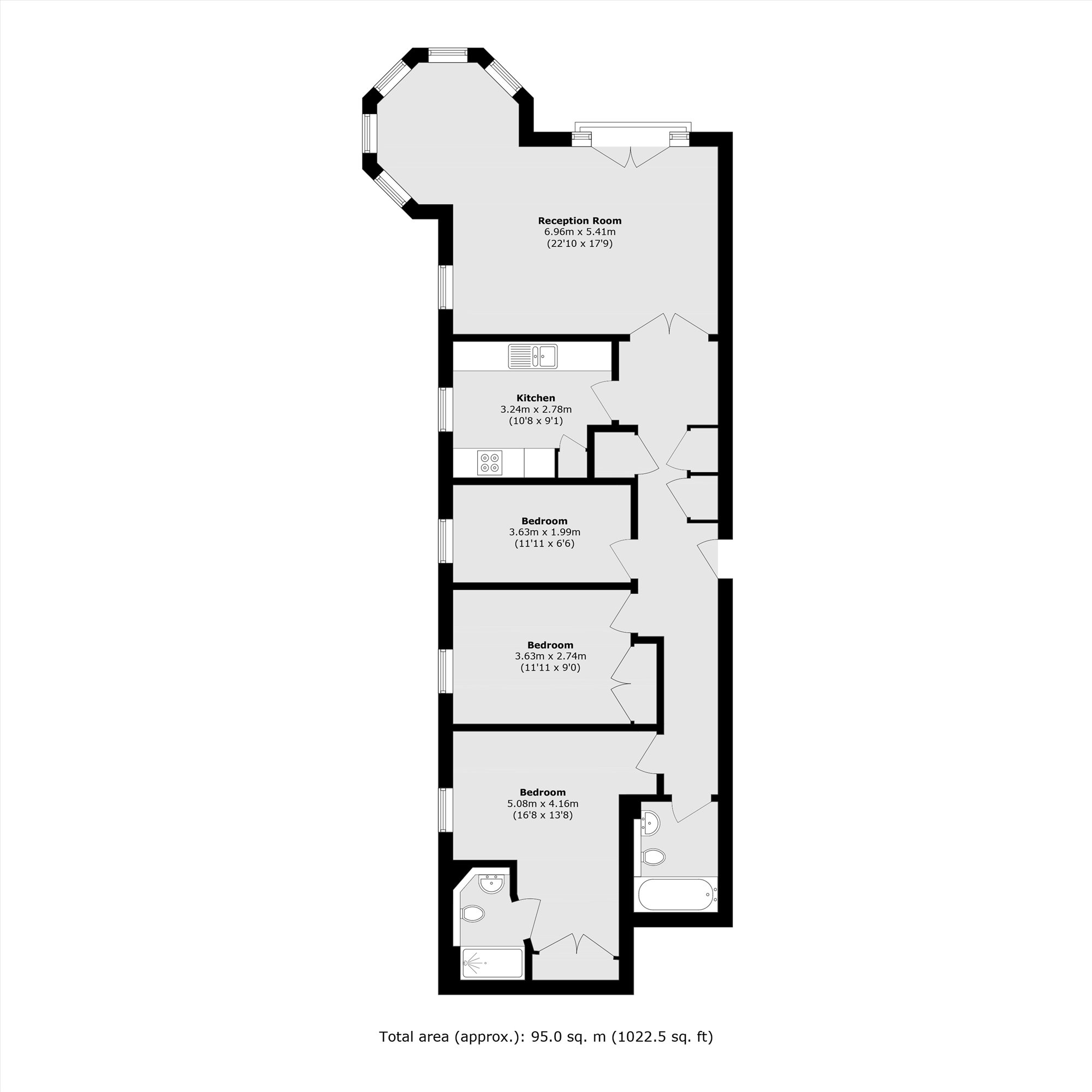 Flat 8, Fraser Court, 1, Brockham Street, London floorplan