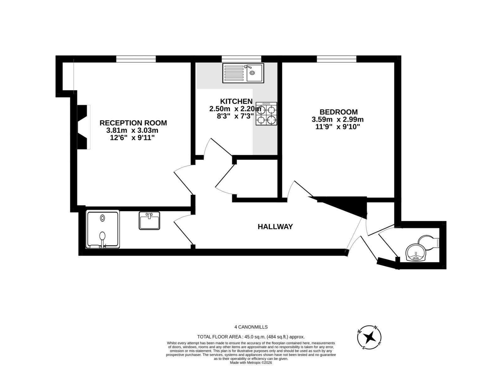 4 (1F2) Canonmills, Edinburgh floorplan