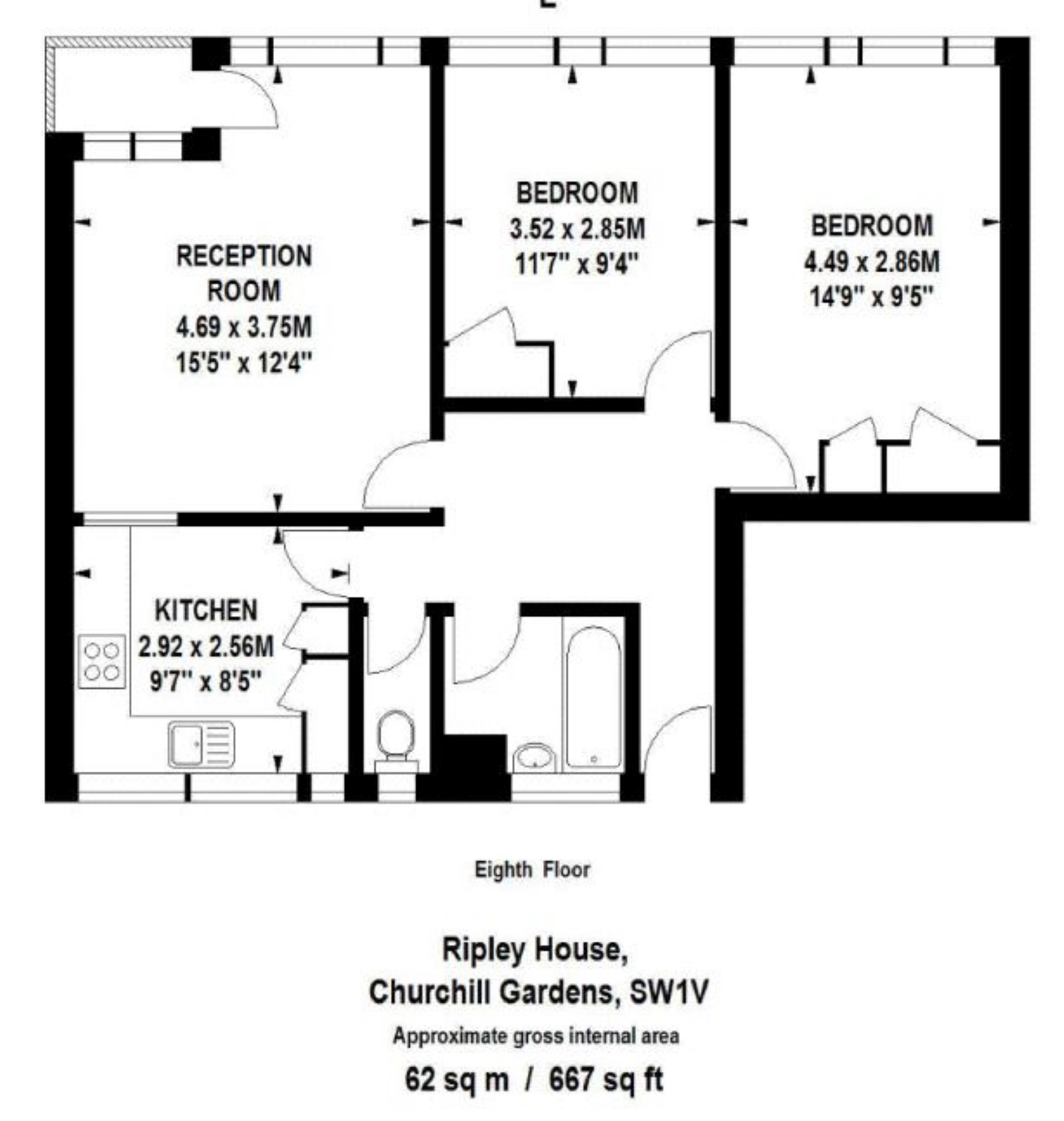 2 Bedrooms Flat for sale in Ripley House, Churchill Gardens, Pimlico, London SW1V