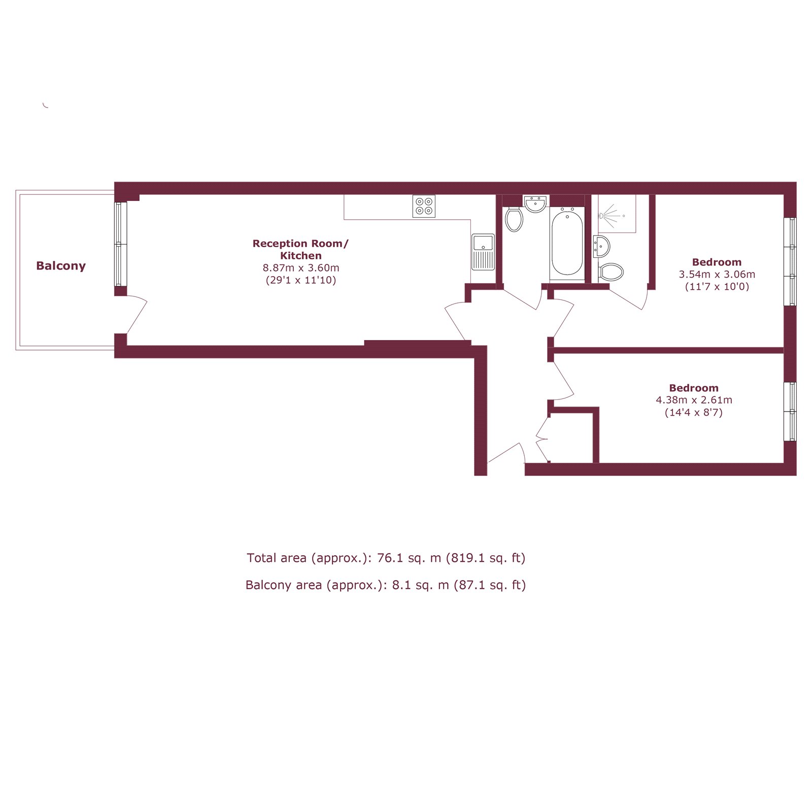 Flat 204, Carrick Court, 5, Nicholson Square, London floorplan