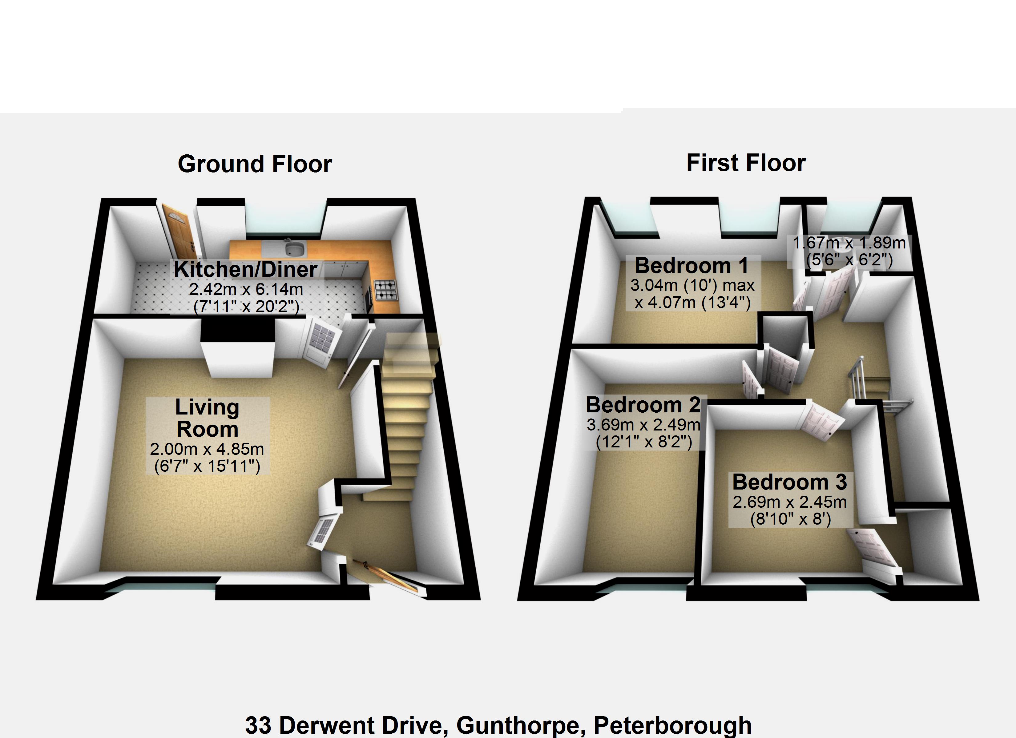 Derwent Drive, Peterborough PE4, 3 bedroom terraced house to rent