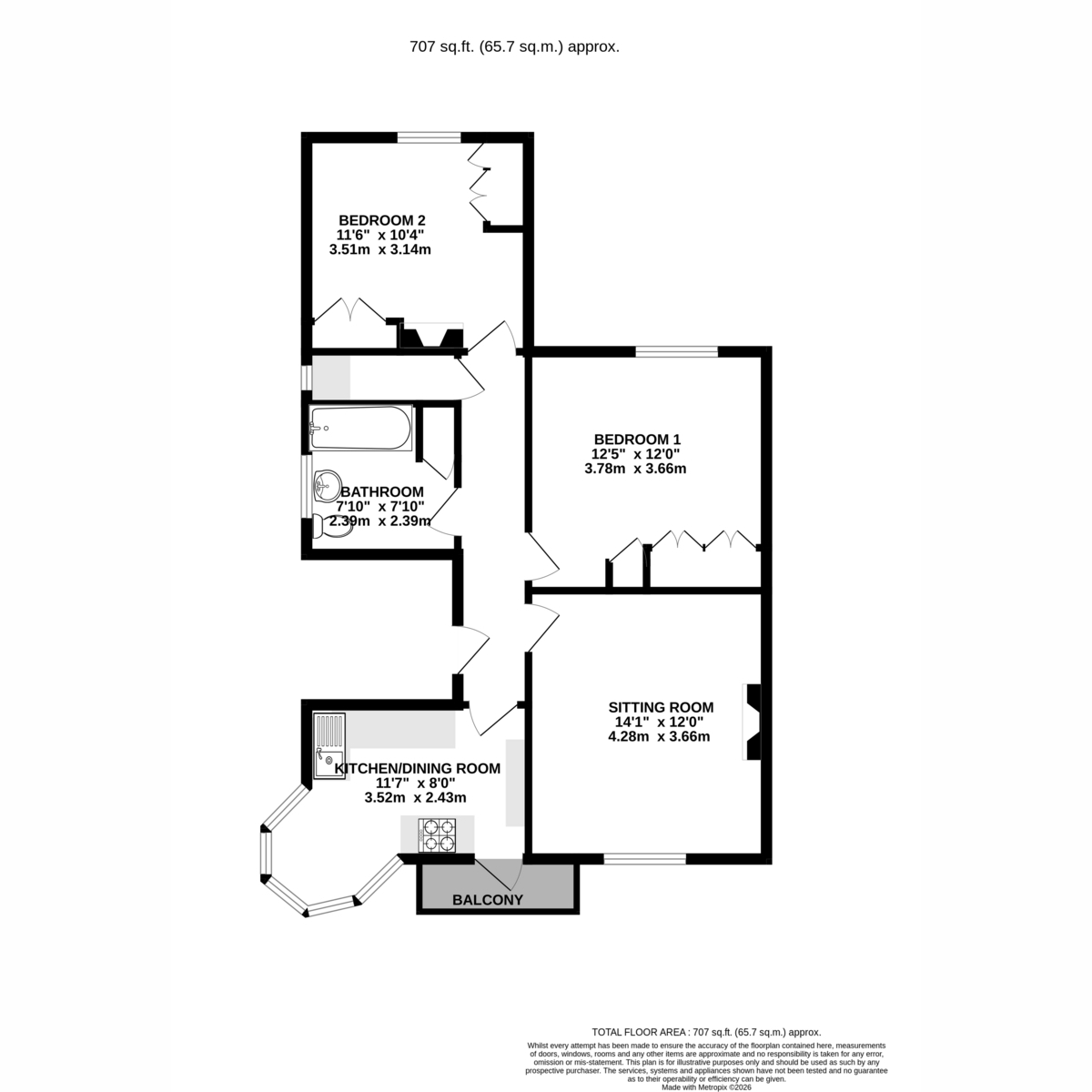 Flat Flat 2, Downcote, Summersdale Road, Chichester floorplan
