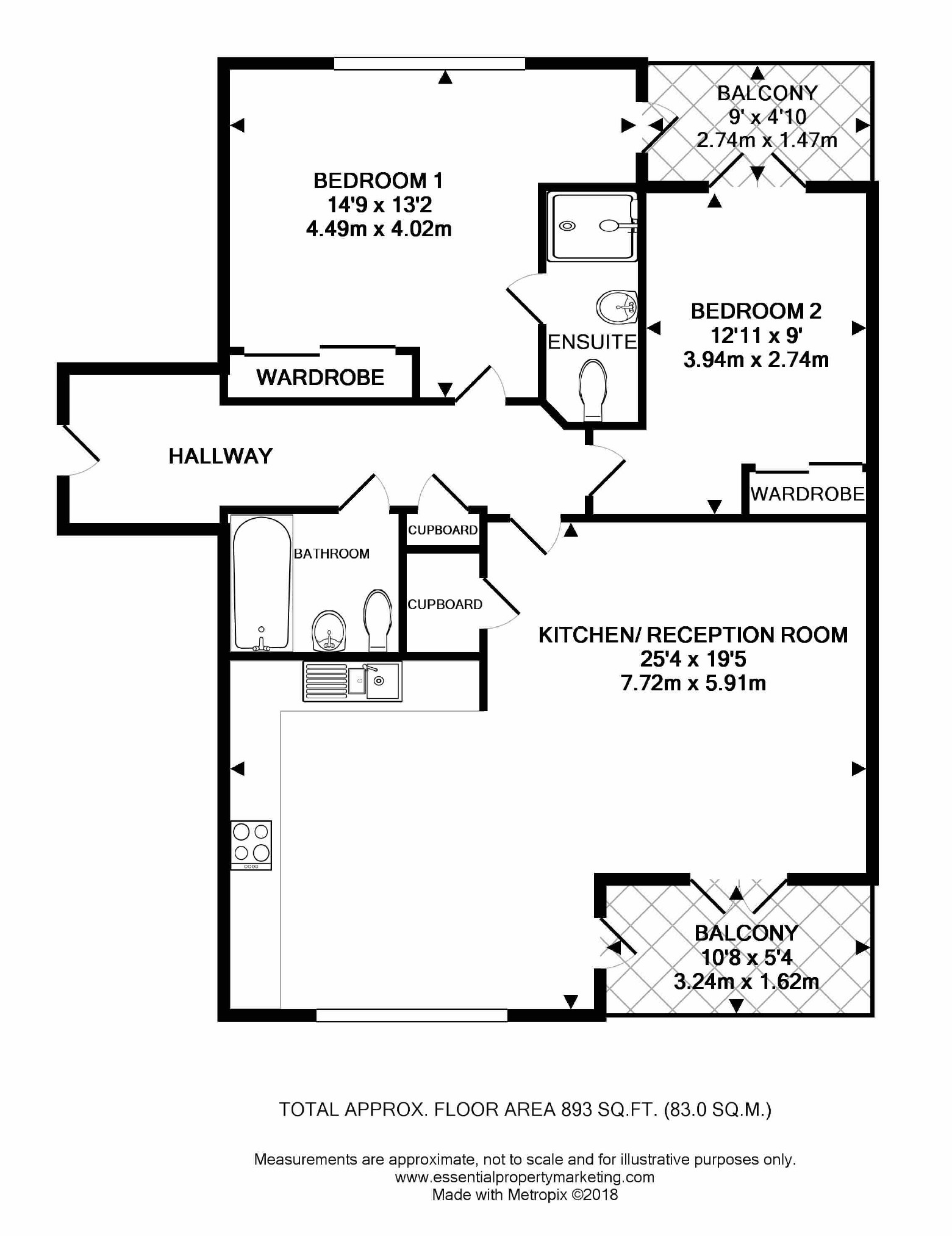 2 Bedrooms Flat to rent in Godstone Road, Caterham, Surrey CR3