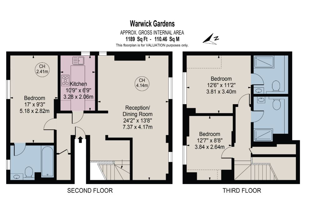 Top Floor Flat, 61, Warwick Gardens, London floorplan