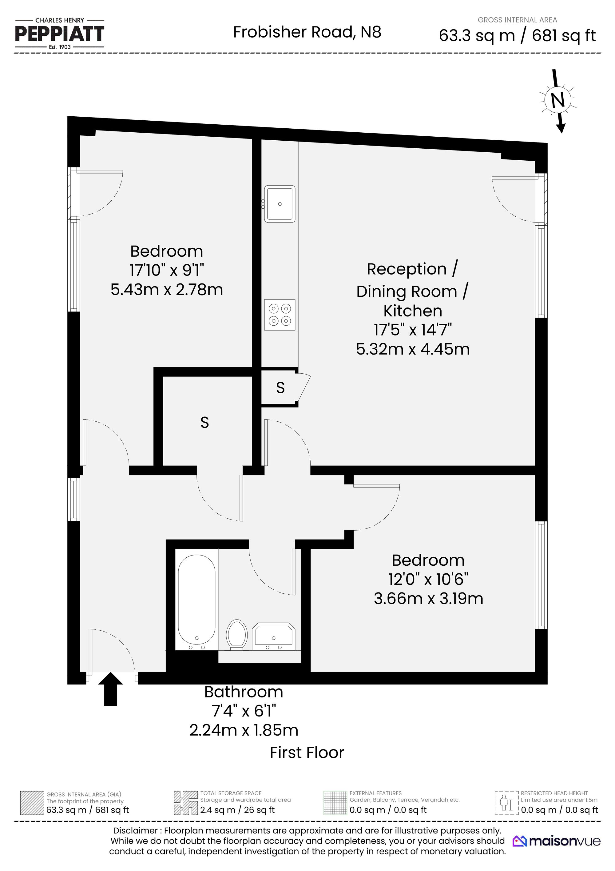 Flat 1 94 Frobisher Road, London, London floorplan