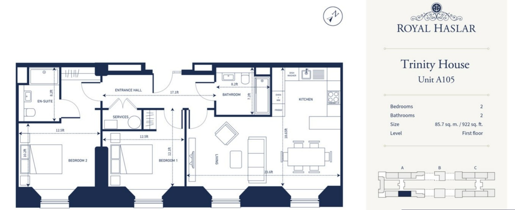 Royal Haslar - C105 Trinity House,, Haslar Road, Hampshire floorplan