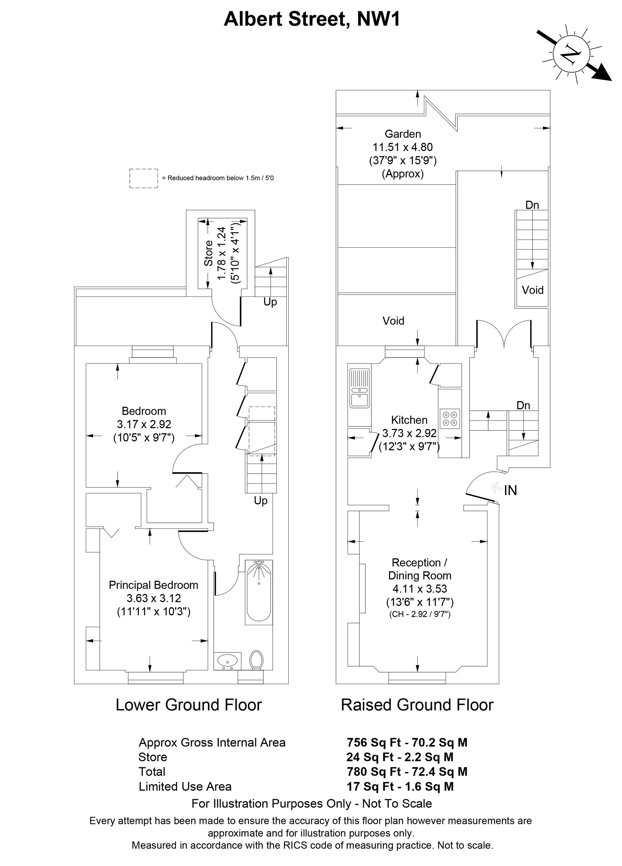 Basement & Ground Floor Flat, 13 Albert Street, London floorplan