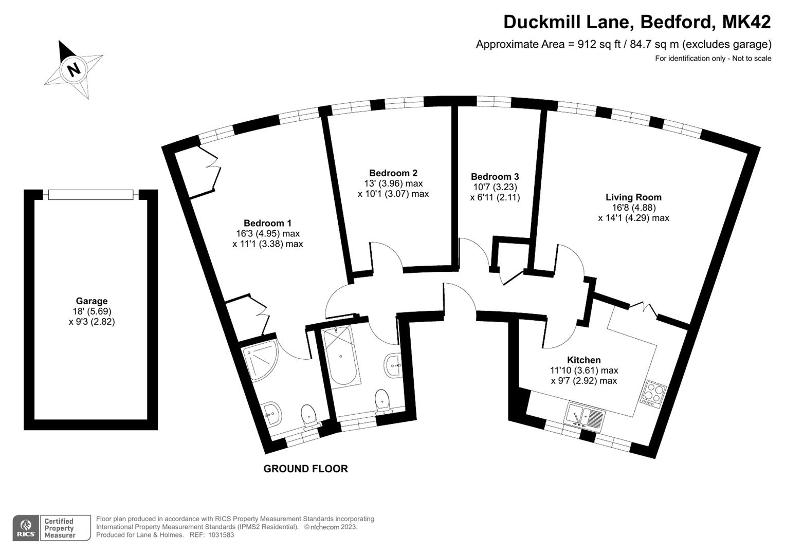 Duckmill Crescent, Duckmill Lane, Bedford MK42, 3 bedroom flat for sale