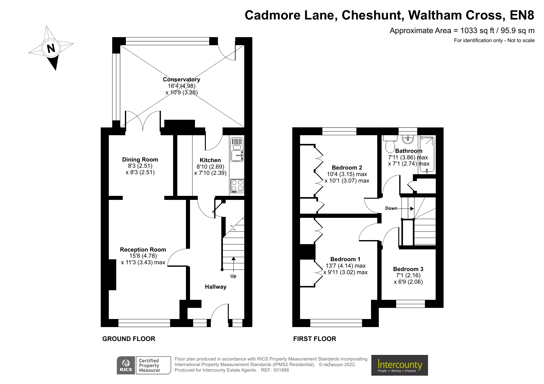 Cadmore Lane, Cheshunt, Waltham Cross, Hertfordshire EN8, 3 bedroom