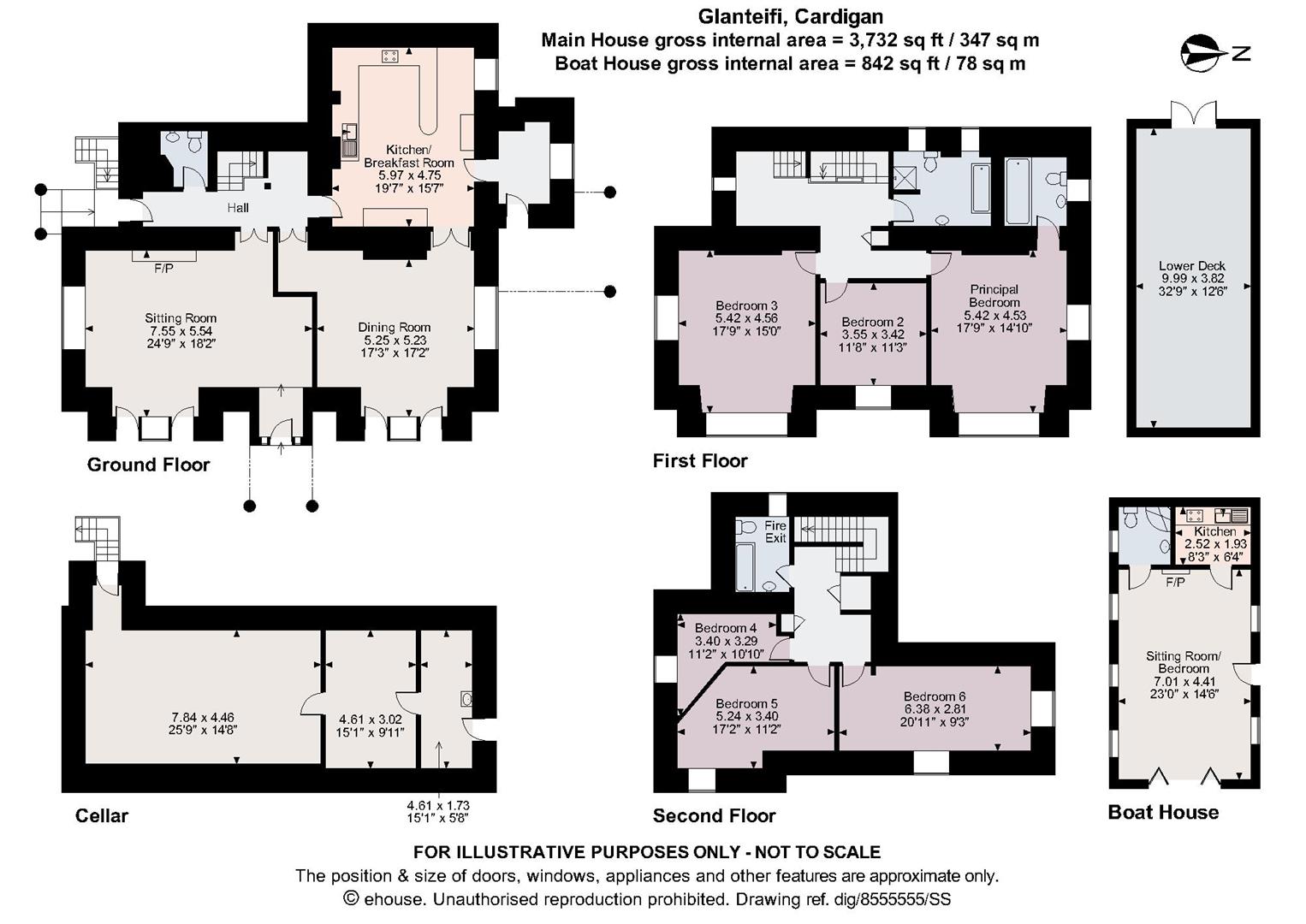 Glanteifi House & Boathouse, Cardigan floorplan