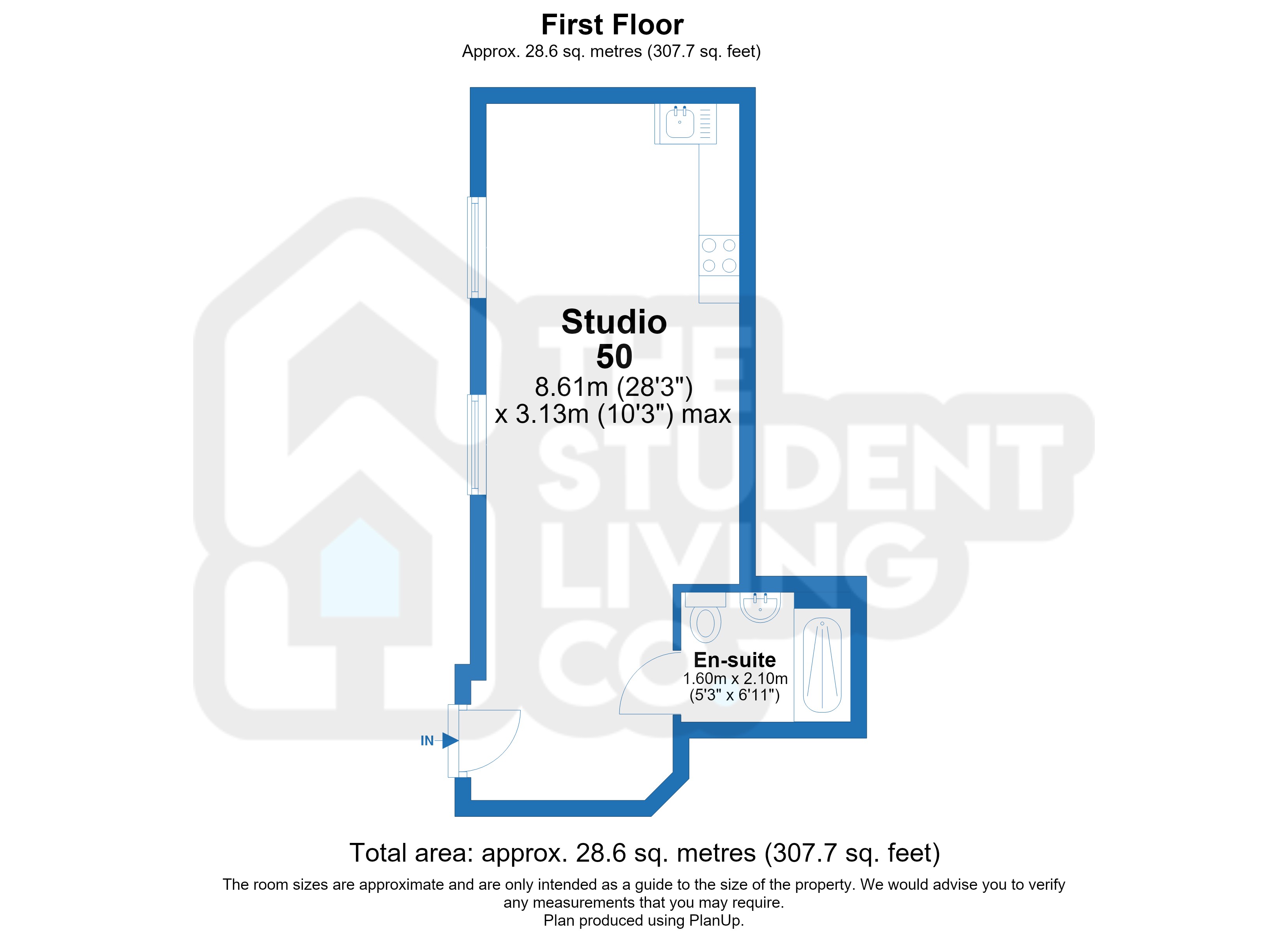 STUDENT, Studio 50, Classic, Oracle, 5-7, Roden Street, Nottingham floorplan