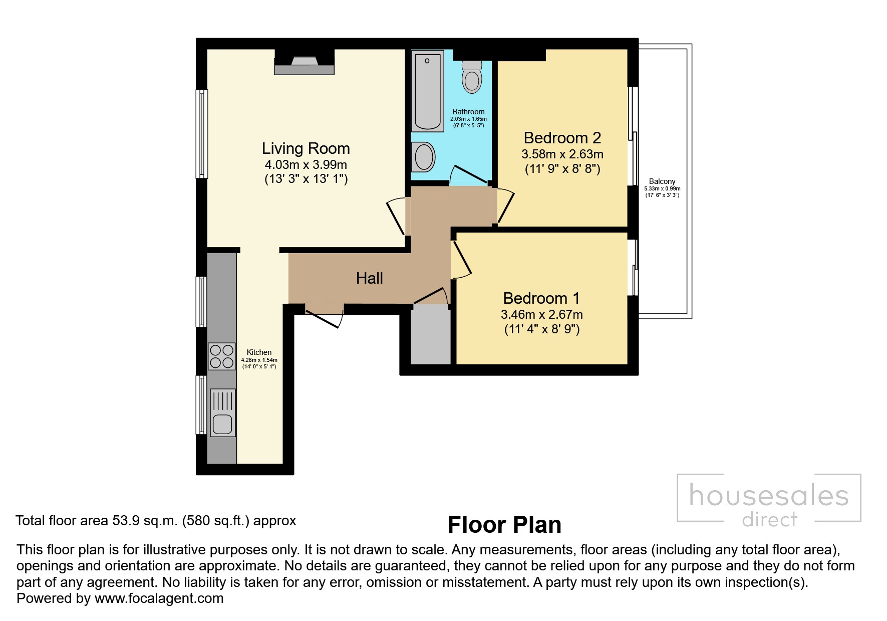 Flat 3, 50 Grosvenor Street, Cheltenham floorplan