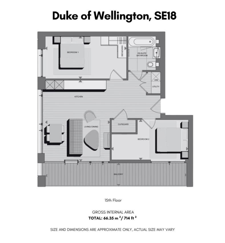 Flat 1502, Deveraux House, London floorplan
