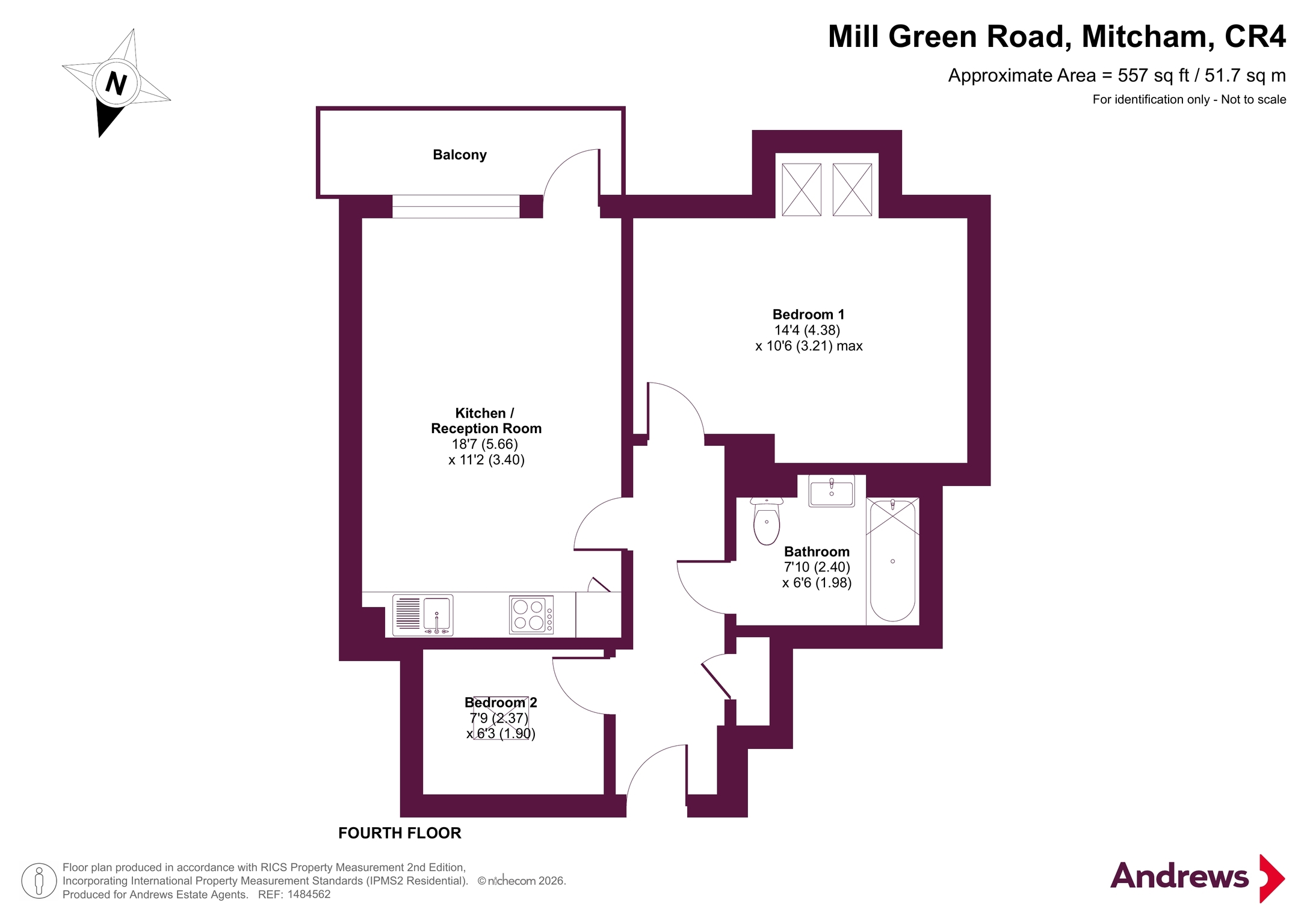 Flat 85, Green Side Views, 38, Mill Green Road, Mitcham floorplan