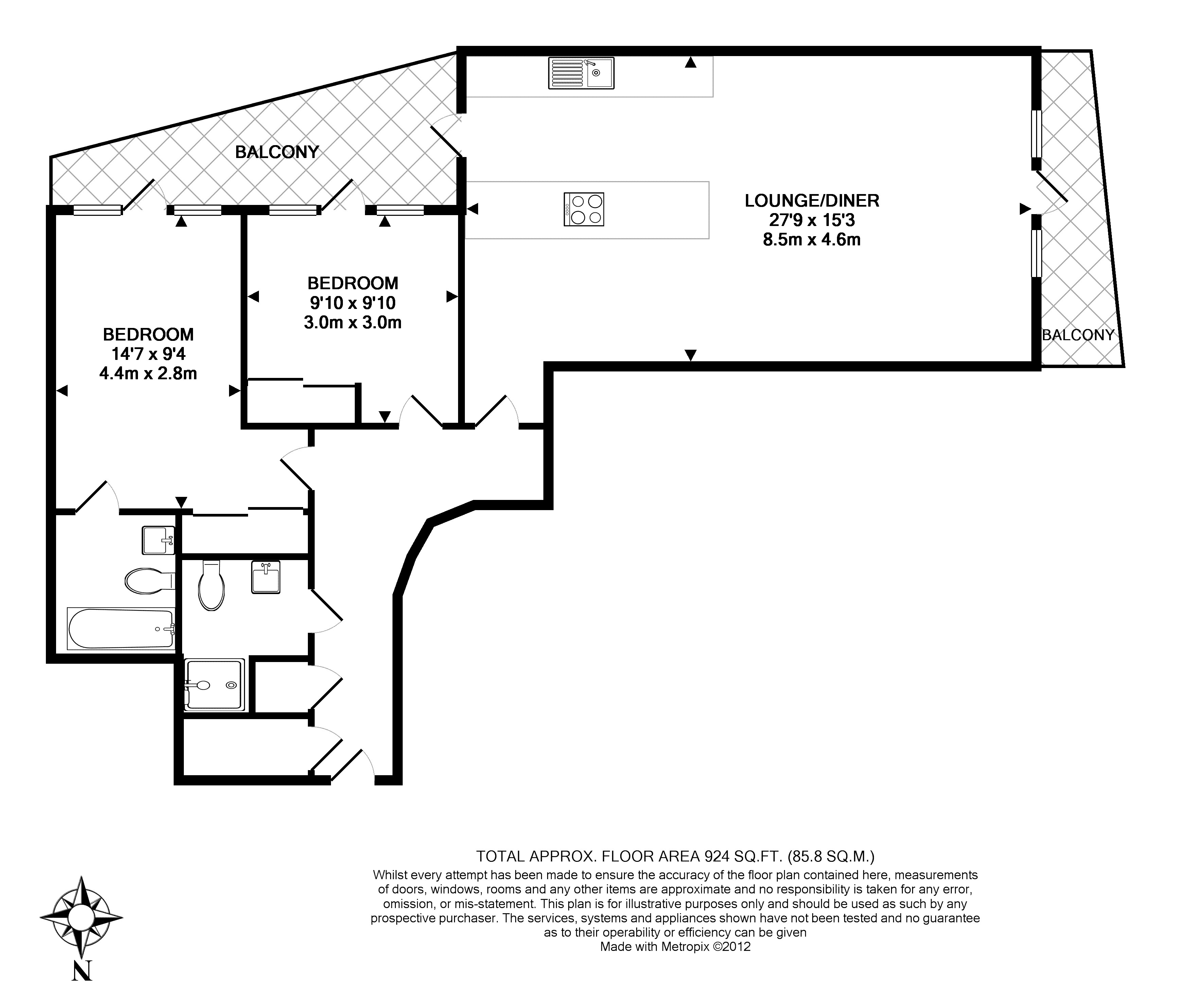 2 Bedrooms Flat to rent in Southgate Road, London N1