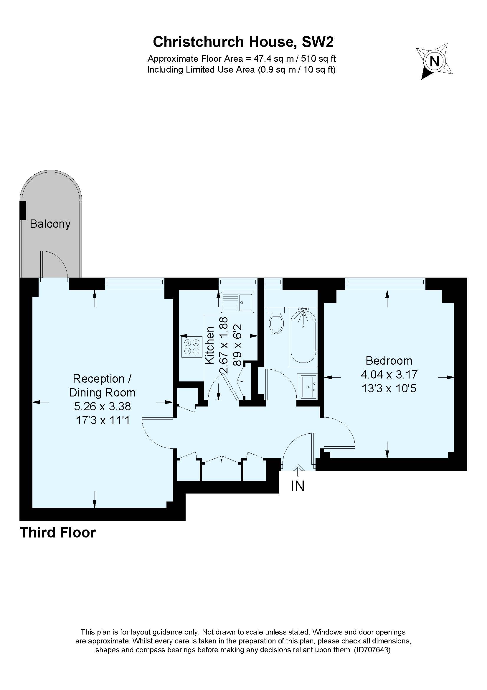 Flat 92, Christchurch House,, Christchurch Road, London floorplan