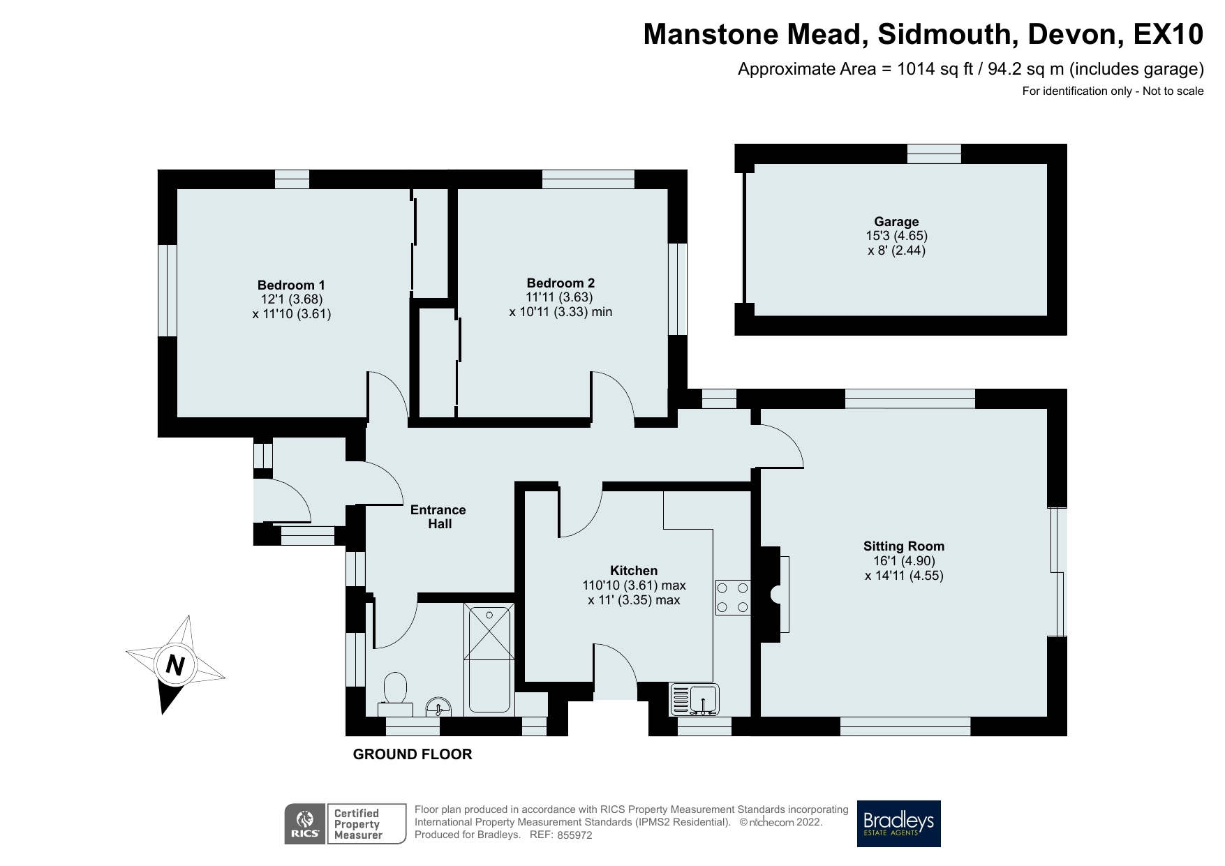 Manstone Mead, Sidmouth, Devon EX10, 2 bedroom detached bungalow for