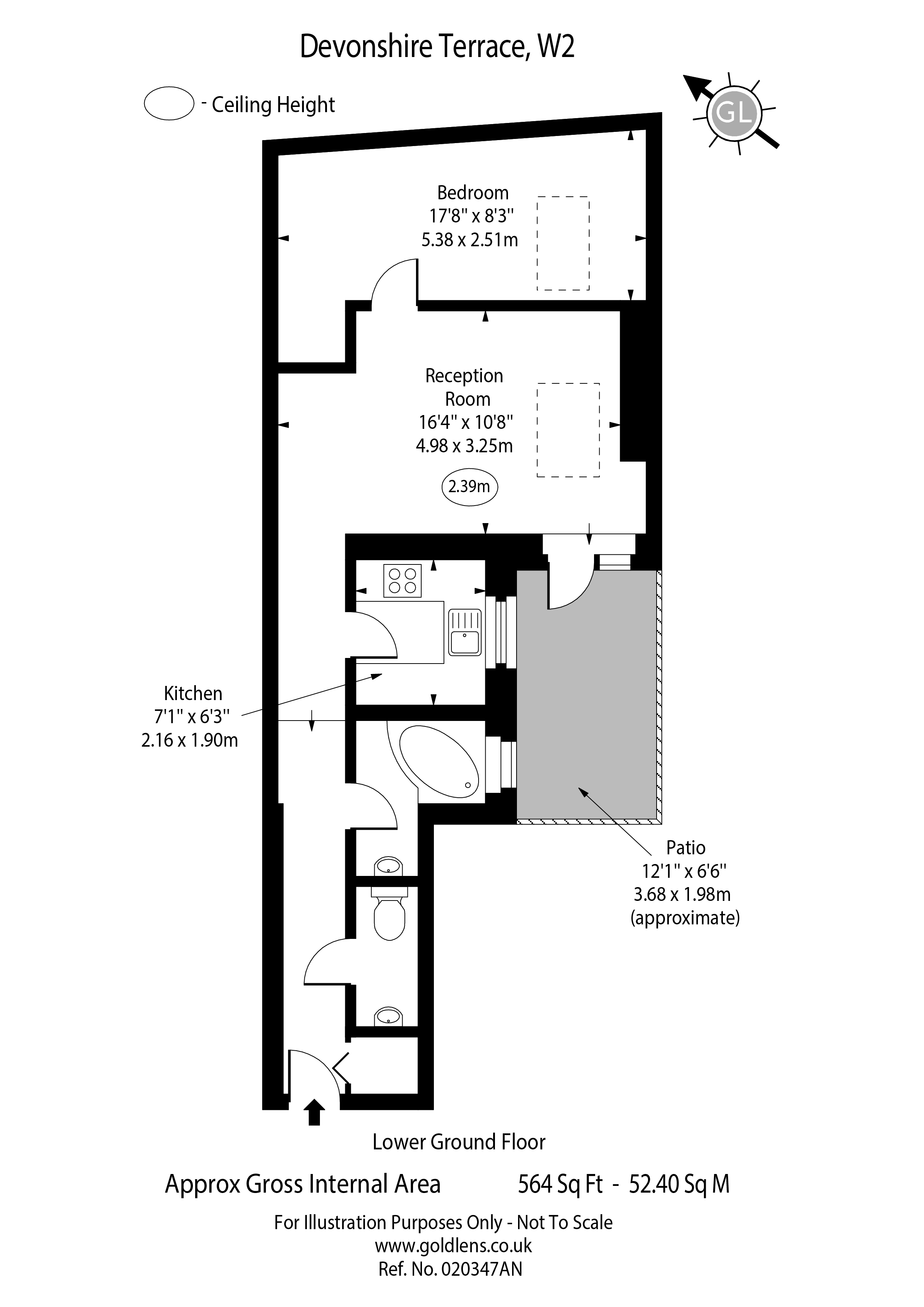 Devonshire Terrace, Bayswater W2, 1 bedroom flat for sale 65209127
