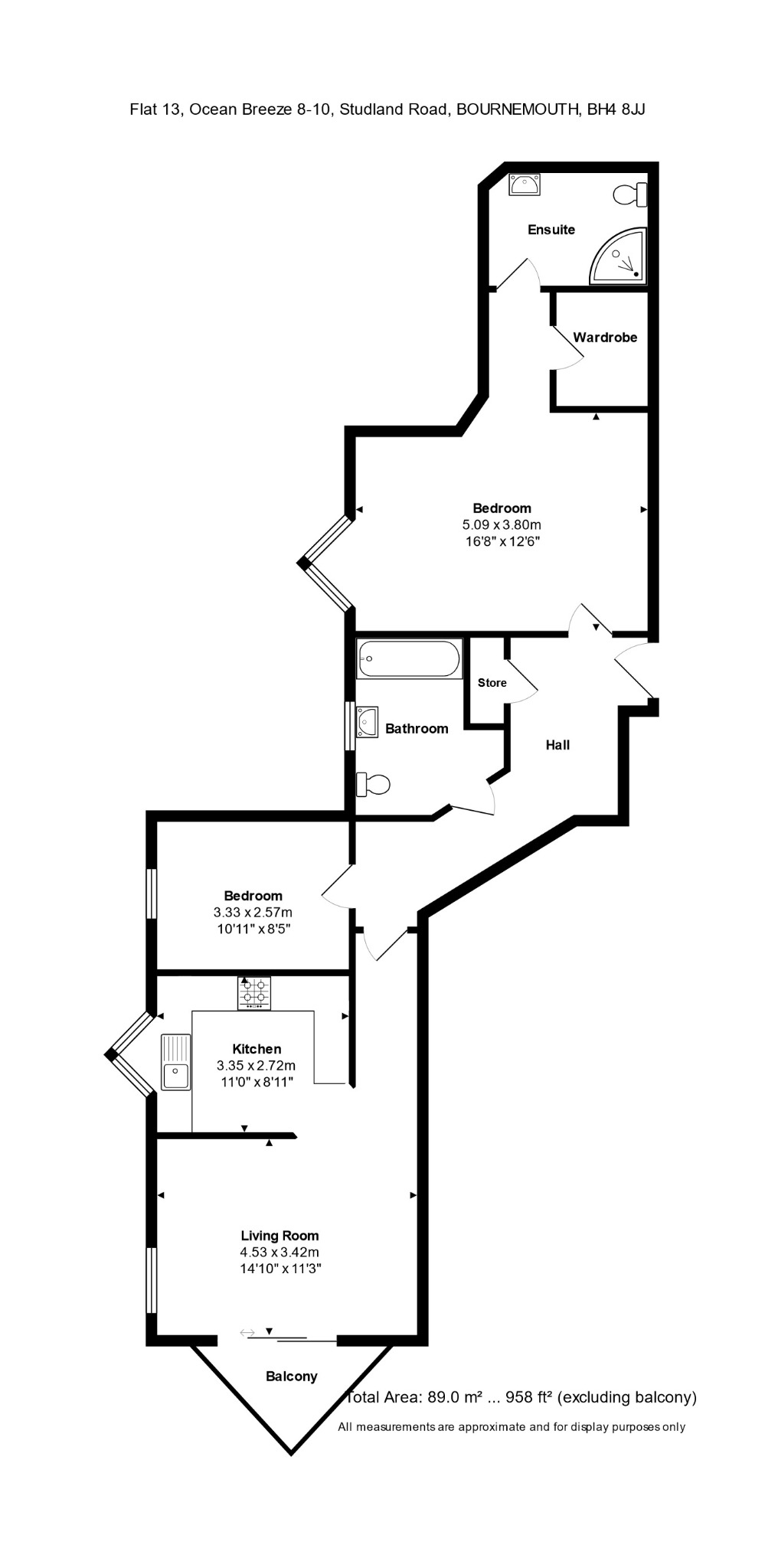 Flat 13, Ocean Breeze, Bournemouth floorplan