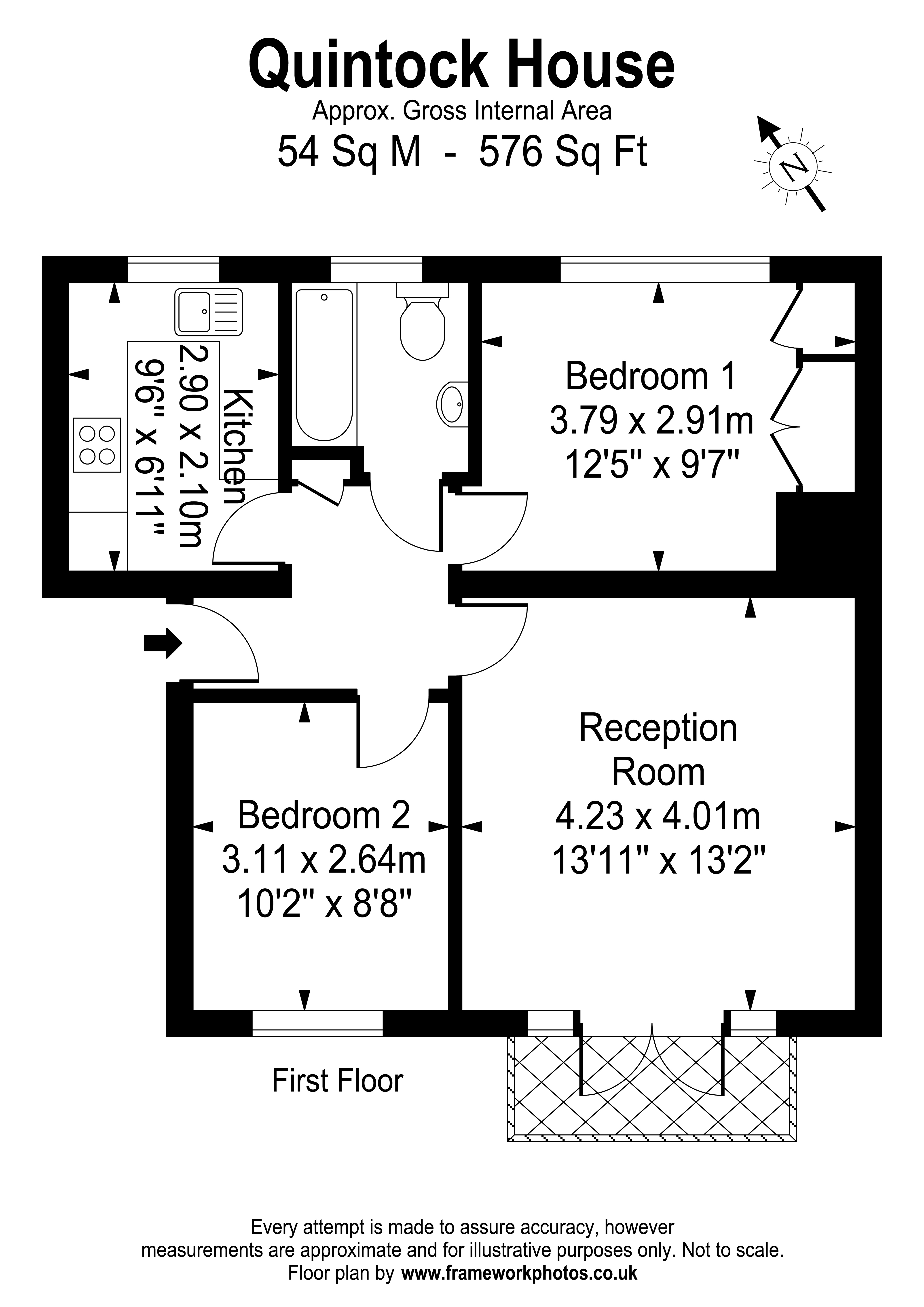 Flat 4, Quintock House, Broomfield Road, Kew floorplan
