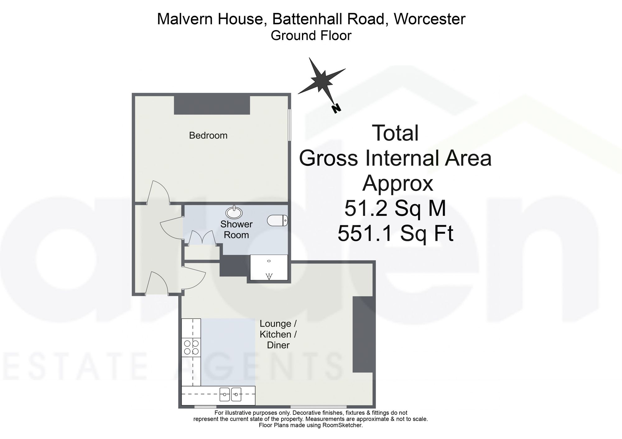 1 Malvern House Oaklands Court Battenhall Road, Worcester floorplan
