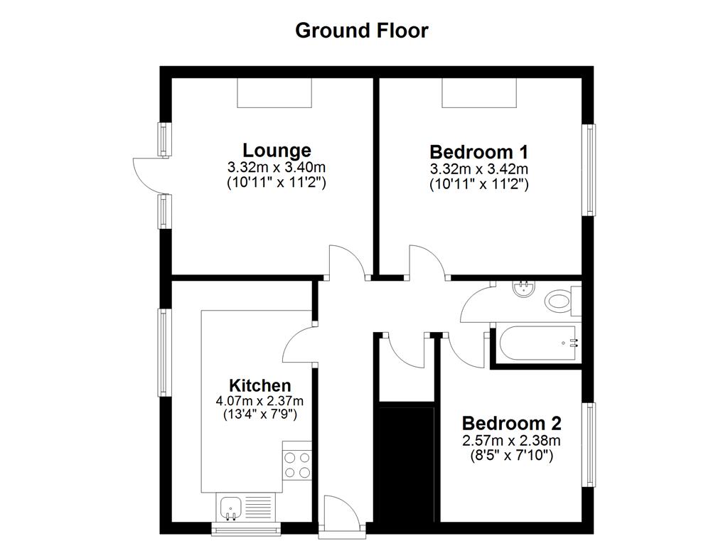 2 Bedrooms Flat to rent in Rose Walk Close, Newhaven BN9