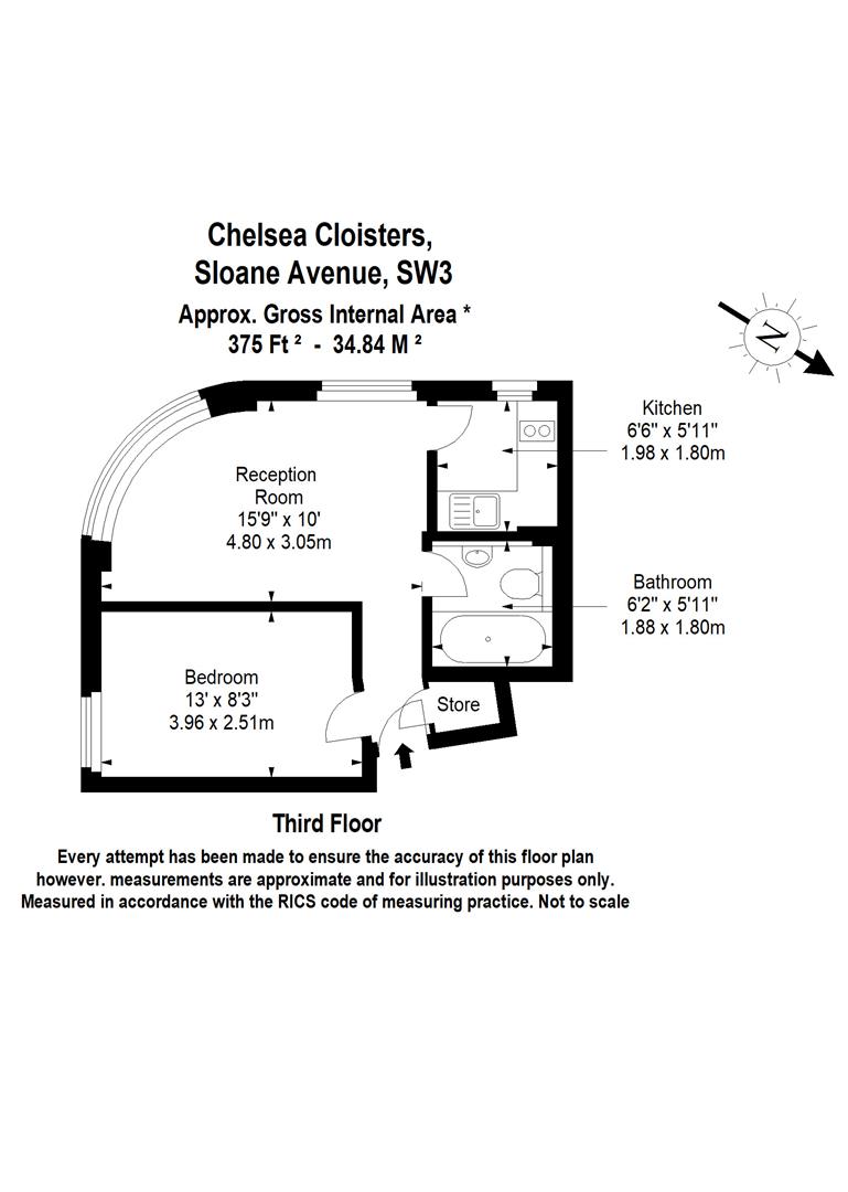 Flat, 3, Sloane Avenue, London floorplan