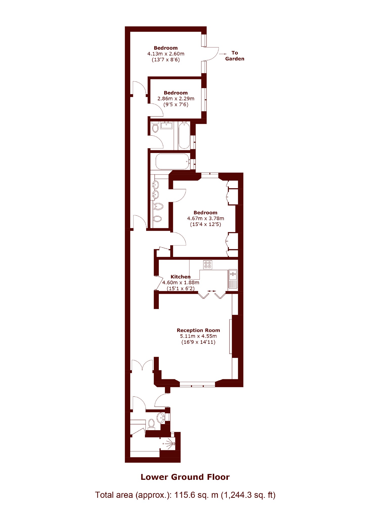 Flat 1, 77, Queen's Gate, London floorplan