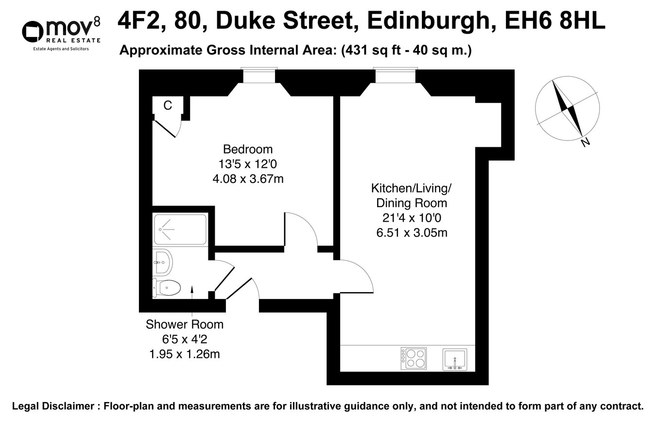 4f2, 80, Duke Street, Edinburgh floorplan