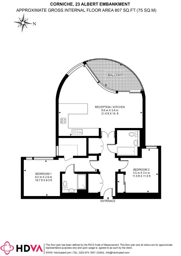 Apartment 47, The Corniche, 23 Albert Embankment, London floorplan