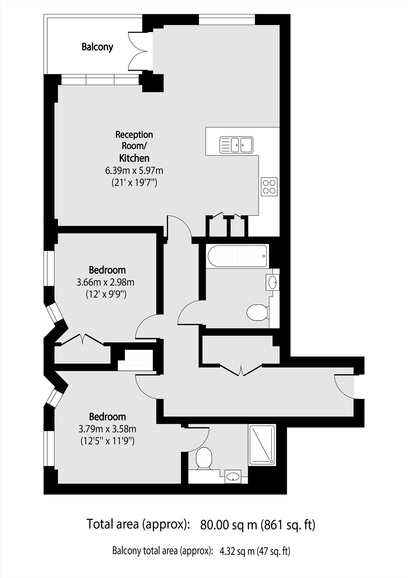 Flat 15 Stanhope House, 6, Quayle Crescent, London floorplan