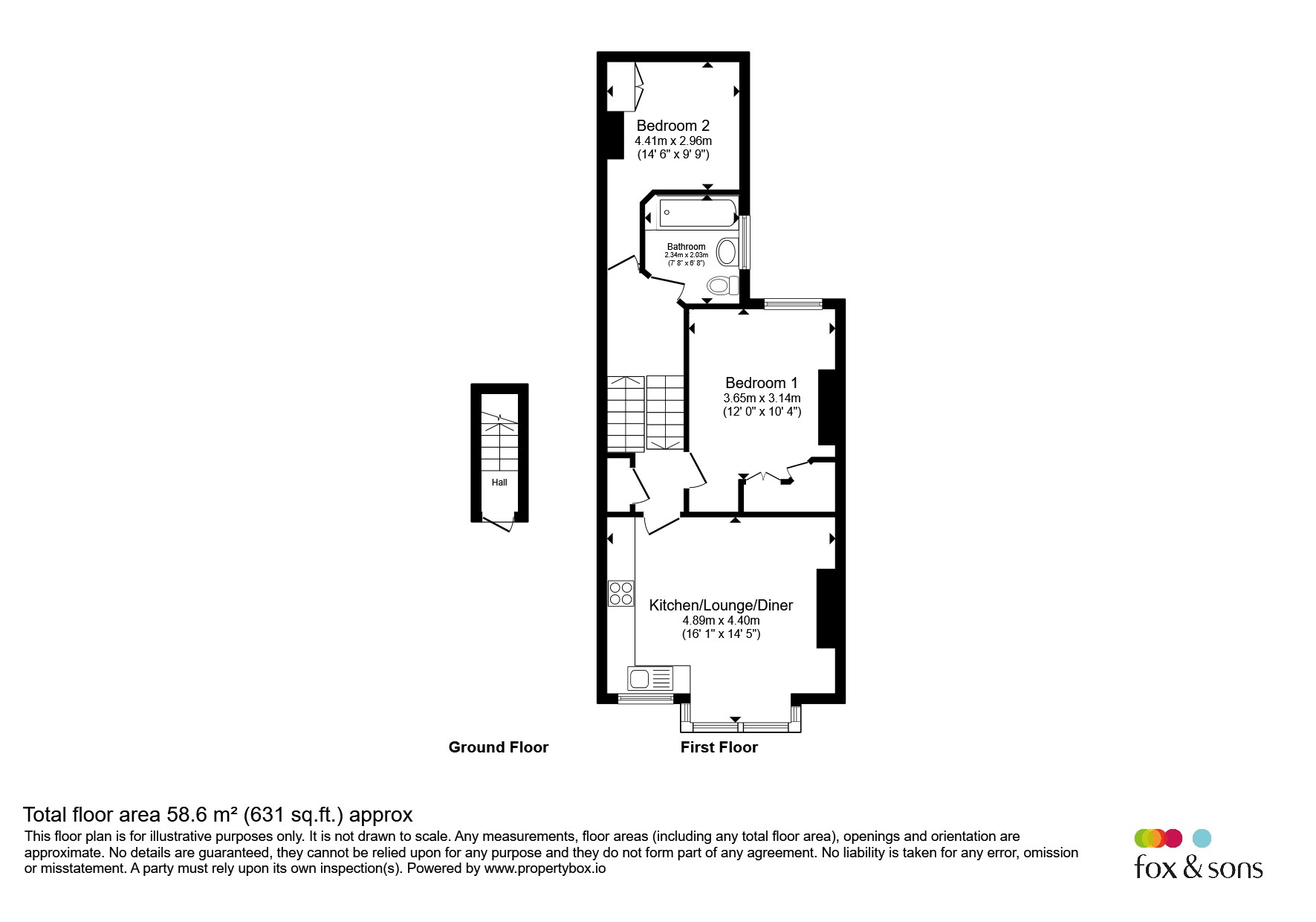 Upper Flat, 22, Down Terrace, Brighton floorplan