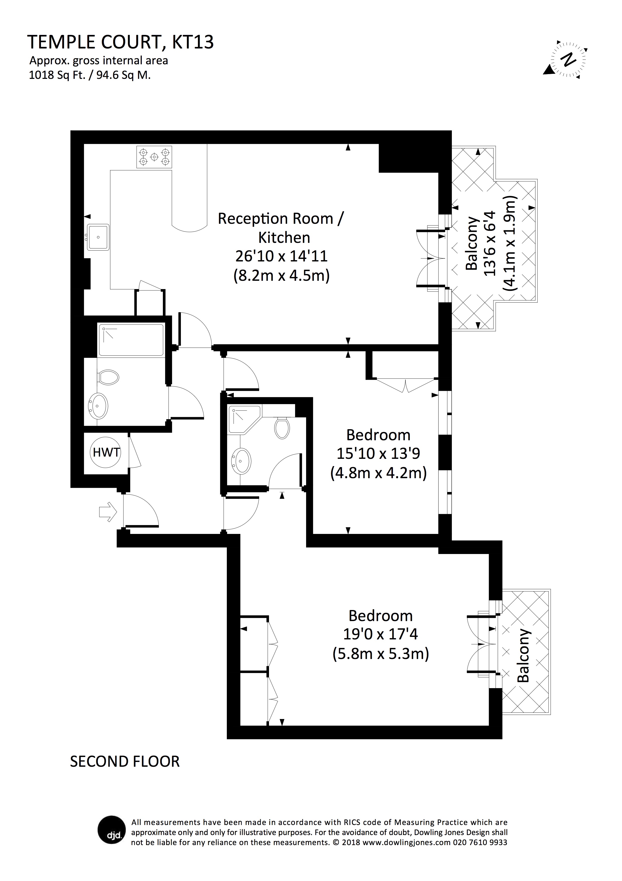 2 Bedrooms Flat to rent in Monument Hill, Weybridge KT13