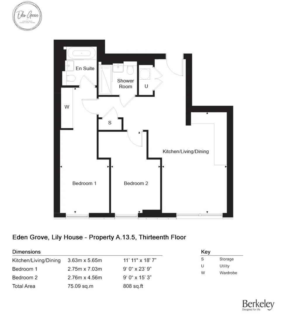 A.13.5 Eden Grove, Lily House Fairfield Avenue, Staines-Upon-Thames floorplan