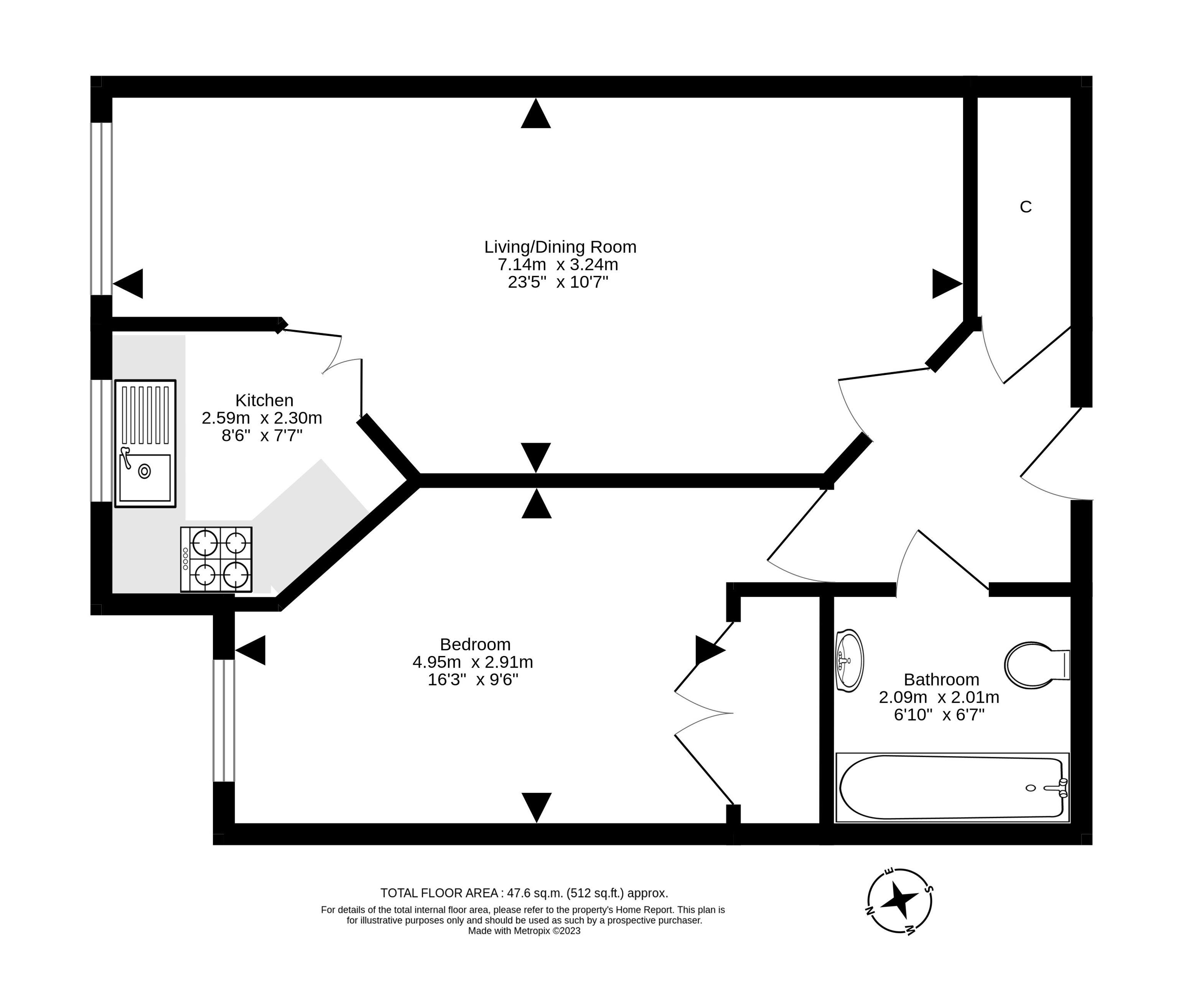 Flat 54, 14, Maxwell Street, Edinburgh EH10, 1 bedroom flat for sale