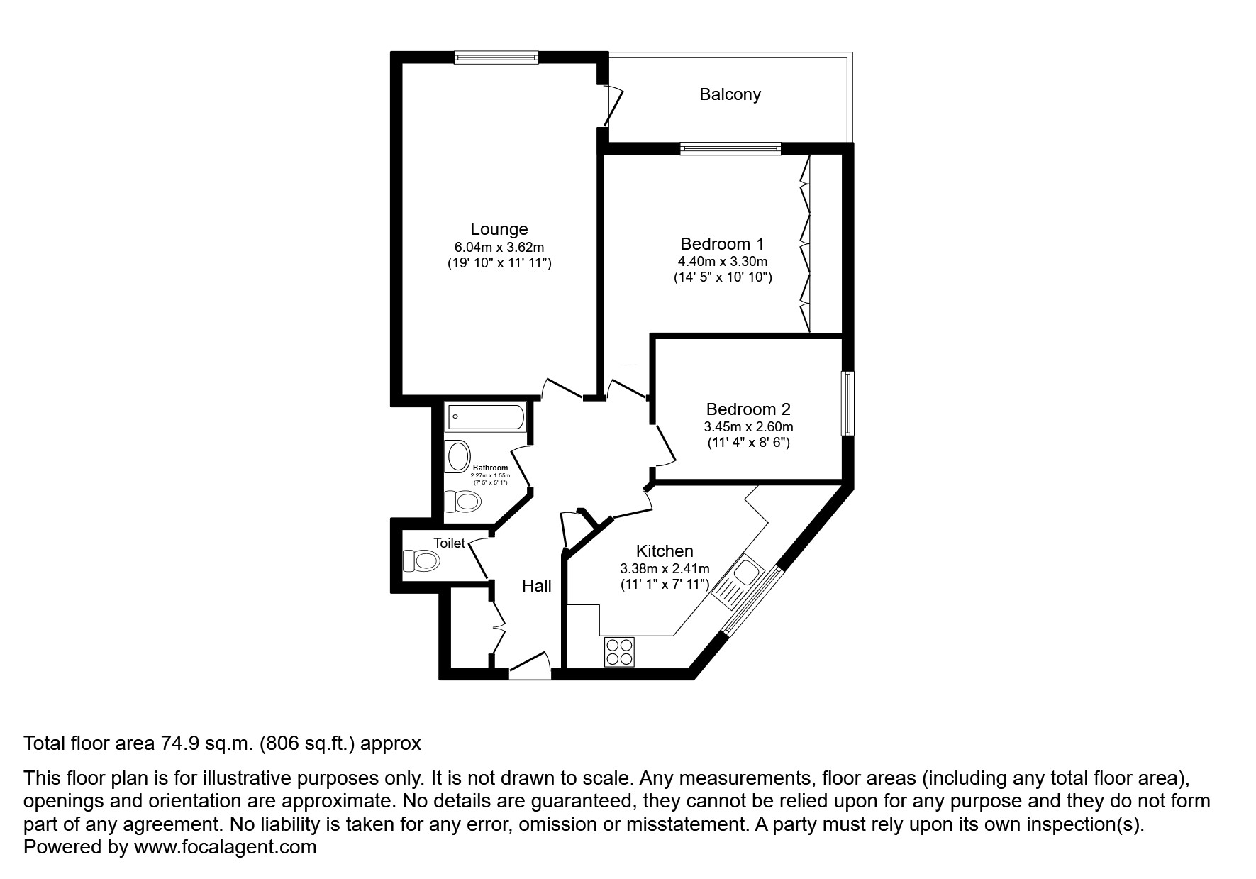Flat 2 St. Anthonys, 23, West Cliff Road, Bournemouth floorplan