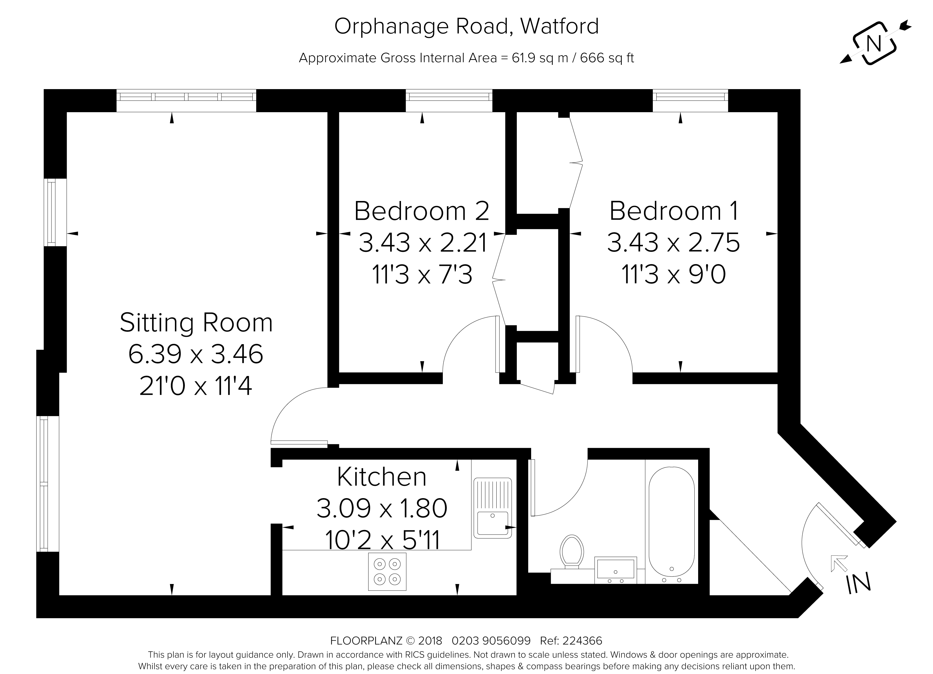 2 Bedrooms Flat to rent in Orphanage Road, Watford WD24