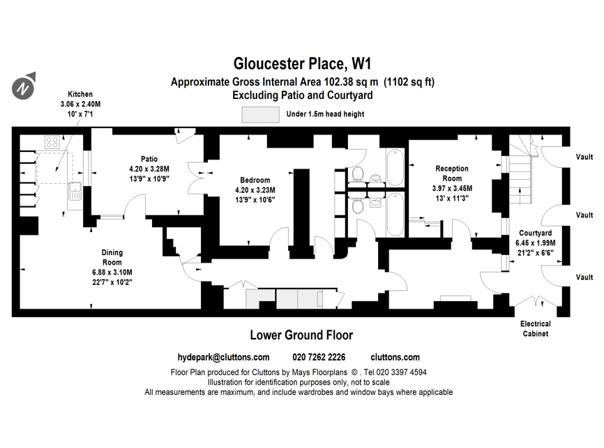 Flat 1, 45, Gloucester Place, London floorplan