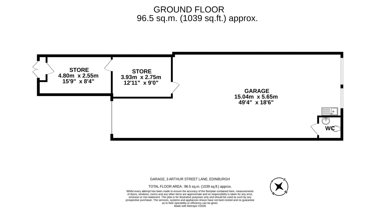 Garage, 3 Arthur Street Lane, Edinburgh floorplan