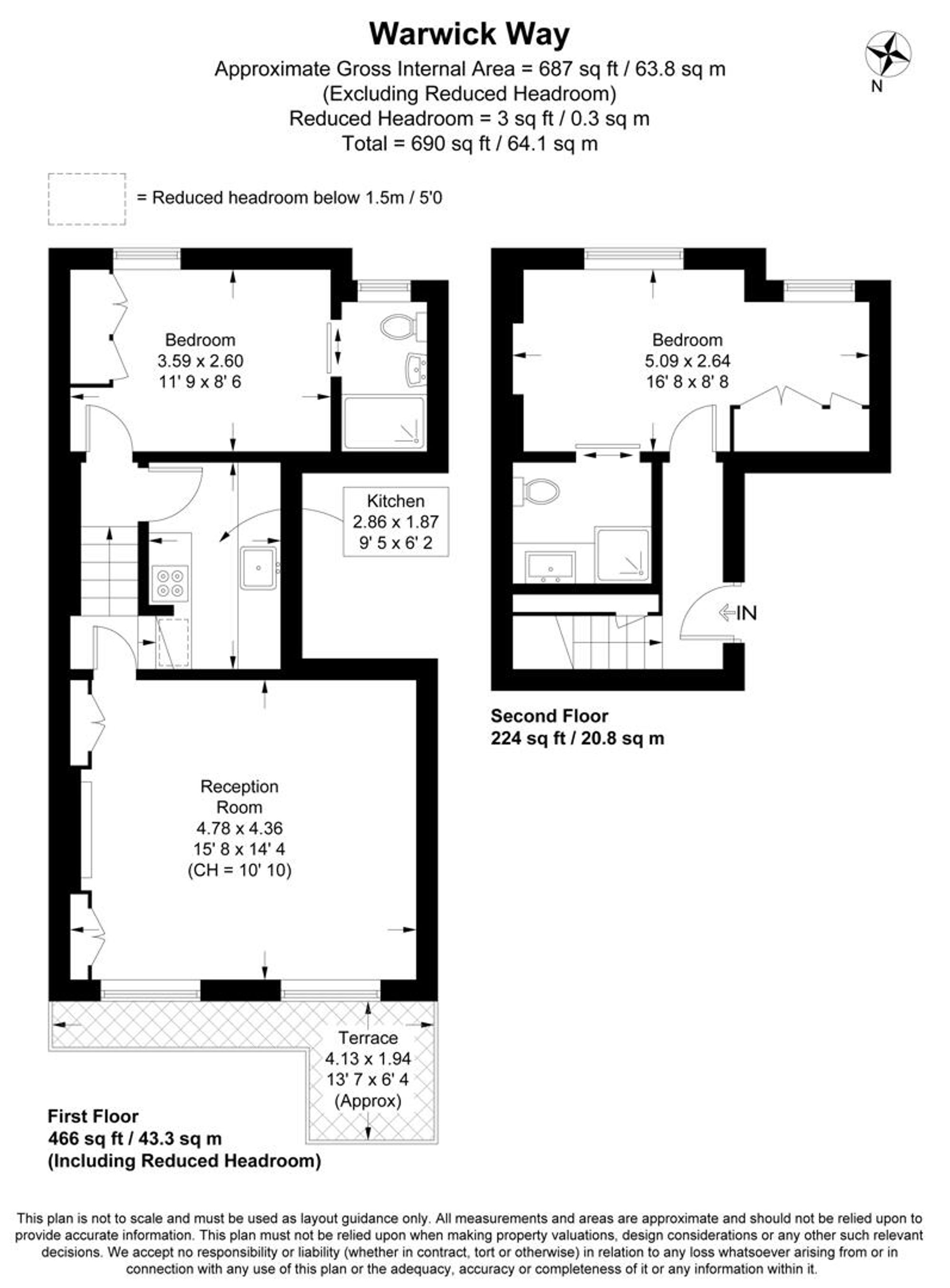 First Floor Flat, 136 Warwick Way, London floorplan