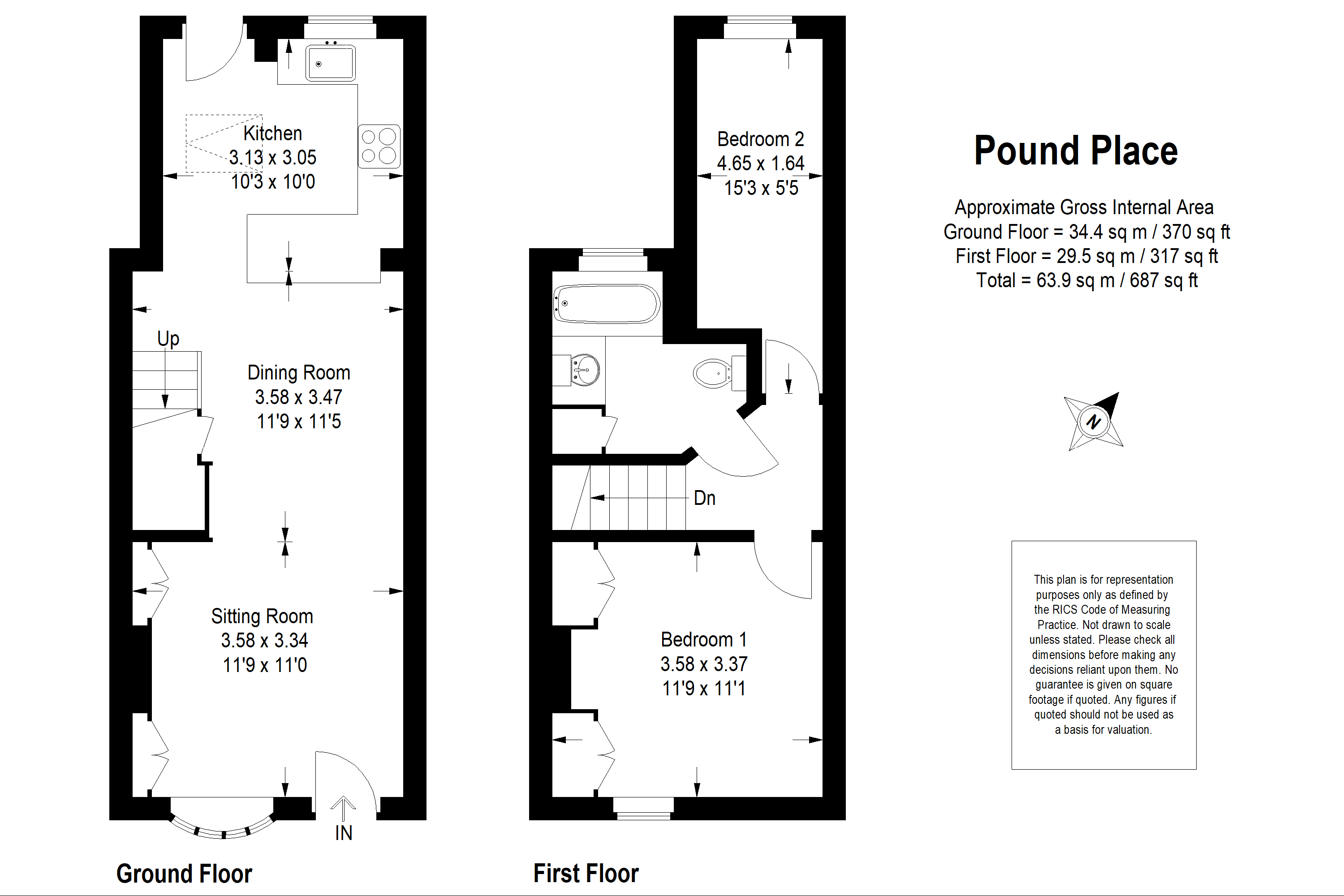 2 Bedrooms End terrace house for sale in Pound Place, Shalford, Guildford GU4