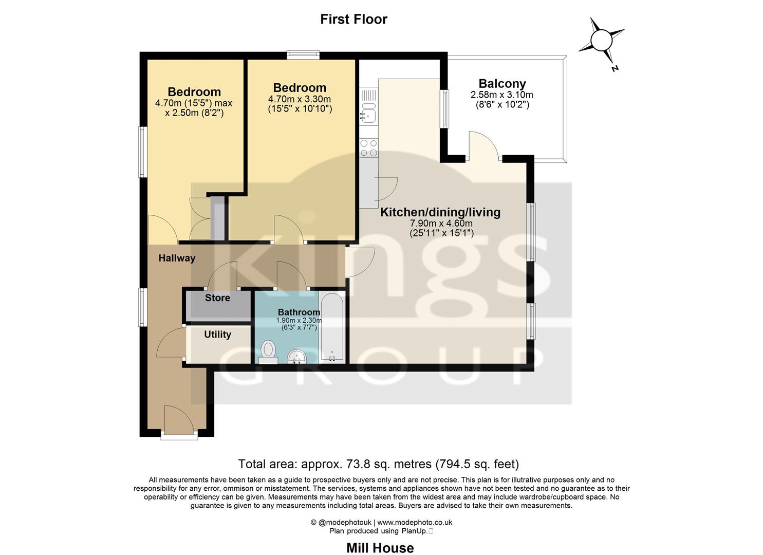 Flat 6 Mill House, 4, Canning Square, Enfield floorplan