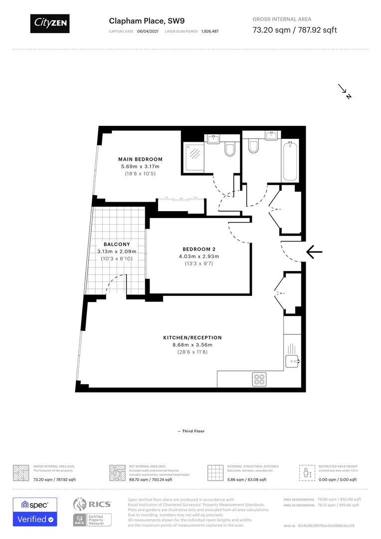 24, Clapham Place, 340A Clapham Road, London floorplan