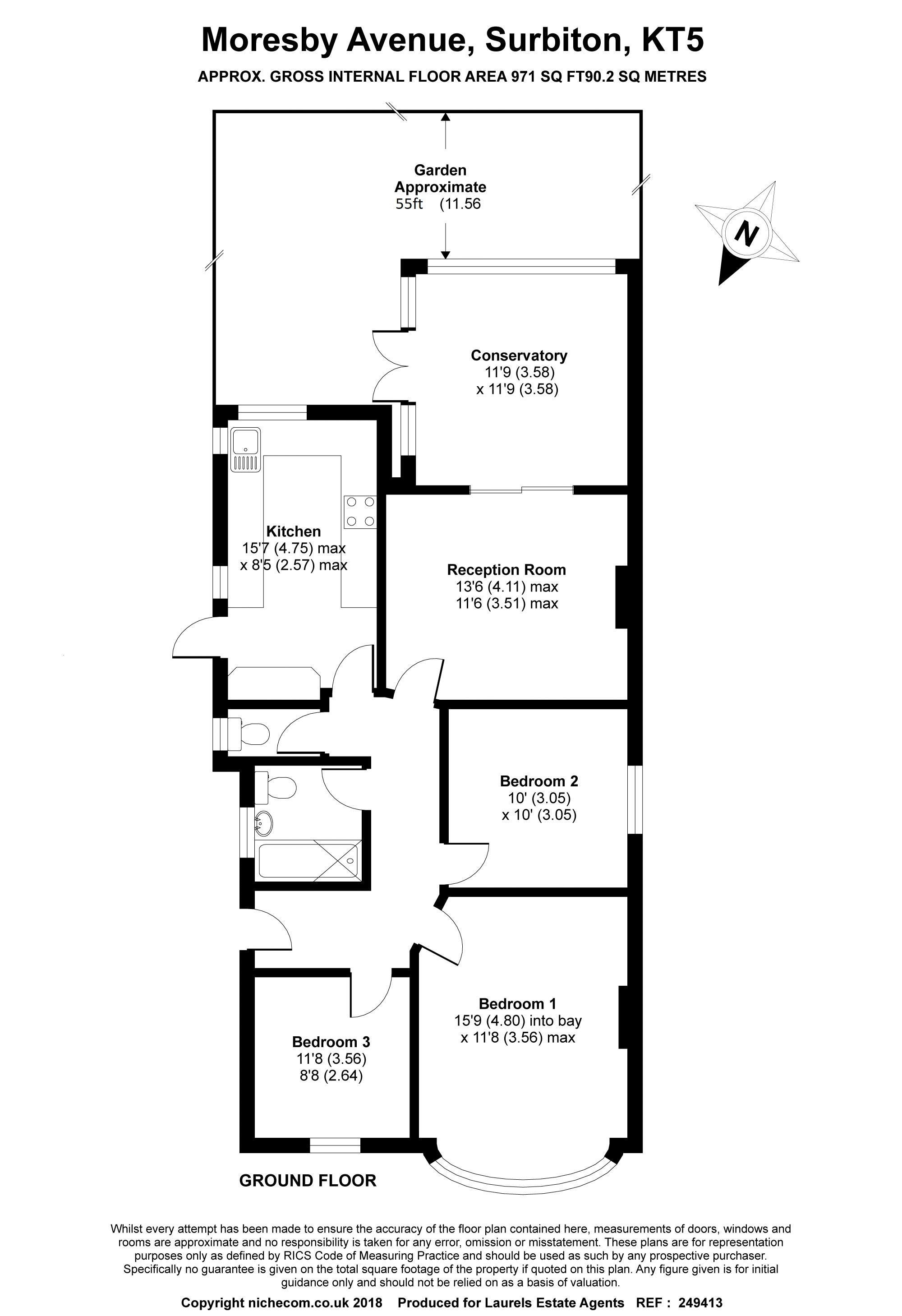 3 Bedrooms Detached bungalow to rent in Moresby Avenue, Berrylands, Surbiton KT5