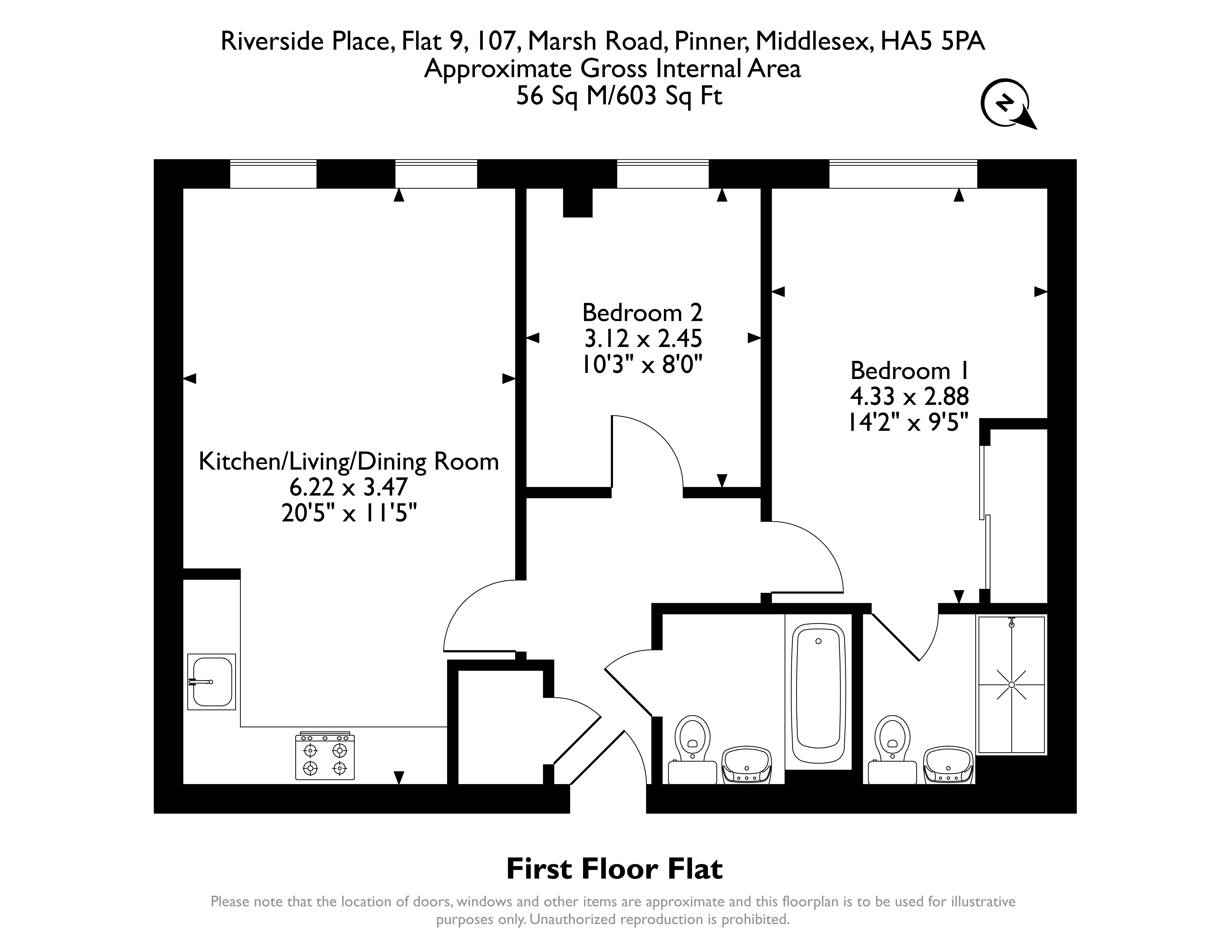 9 Riverside Place 107, Marsh Road, Pinner floorplan