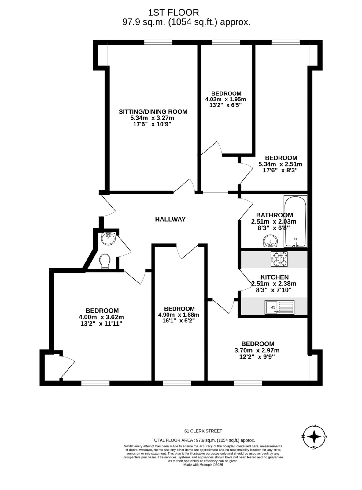 61 (1F2) Clerk Street, Edinburgh floorplan