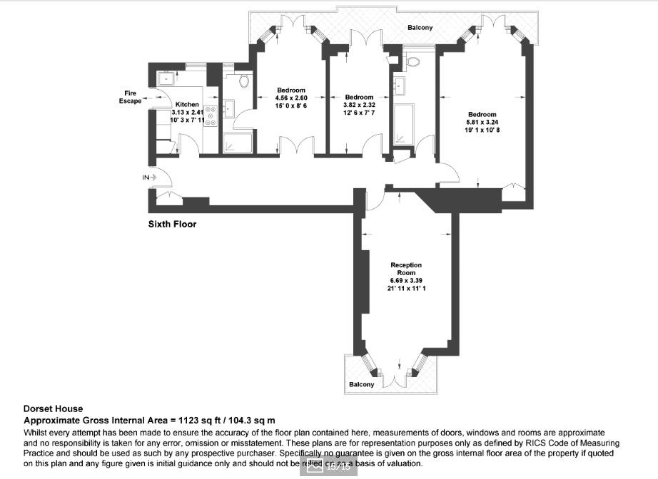 Flat 72, Dorset House, Gloucester Place, London floorplan